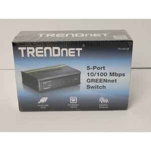 TRENDnet TE100-S5  5 port 10/100 Mbps GREENnet Switch Plug and Play  NIB  SEALED